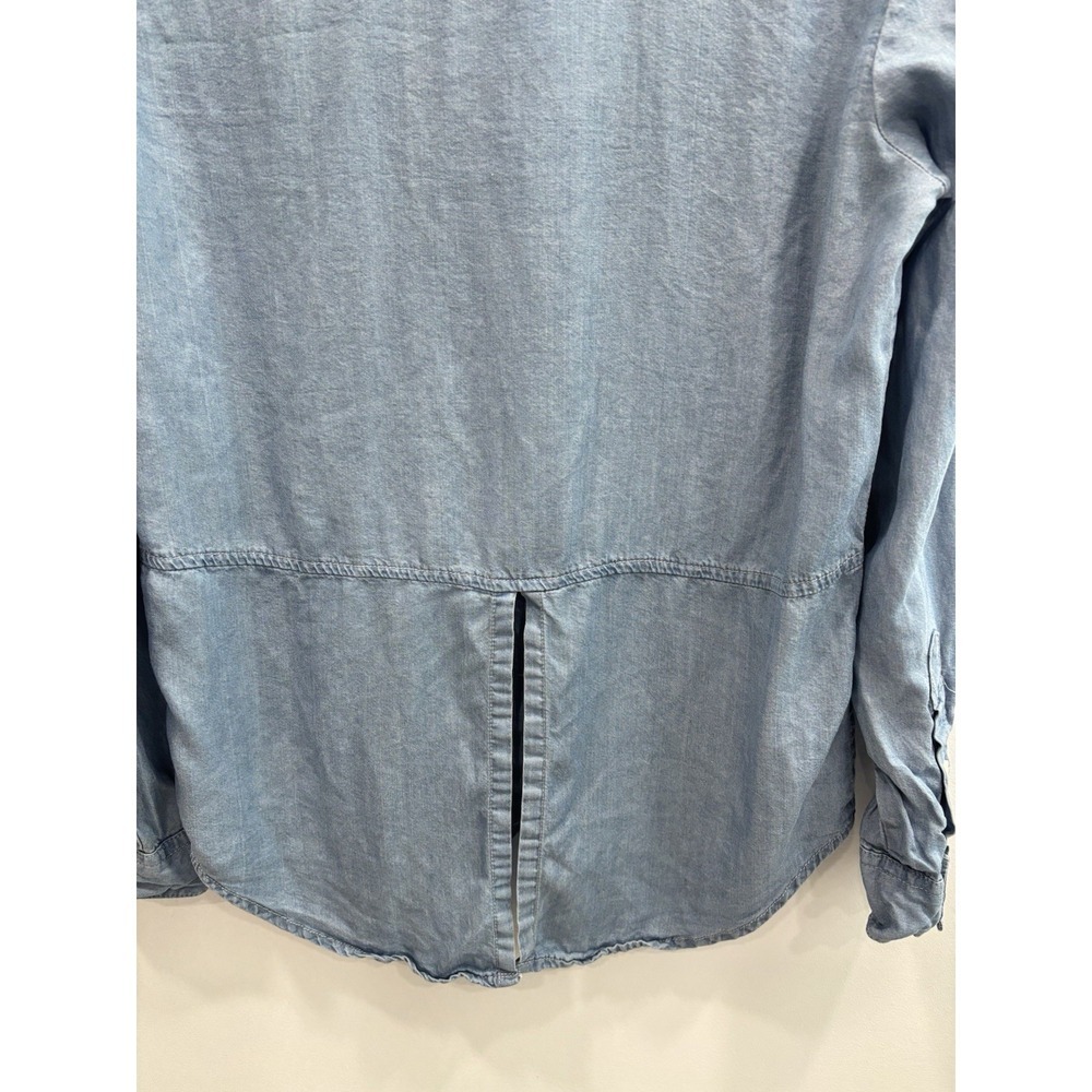 Thread & Supply 100% Tencel Chambray Shirt S Button Up Soft Denim Blue Top Slit - Picture 5 of 10